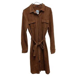 J. McLaughin Haarlem Dress XL Brown Faux Suede Carrier Office Long Sleeves NEW